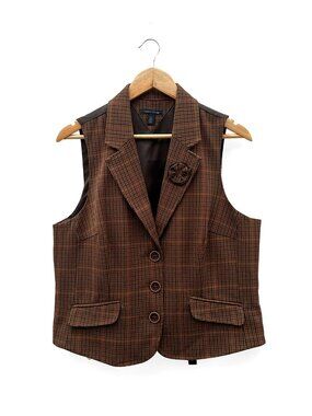 Vintage Tommy Hilfiger Plaid Vest Pink Detail – Size 16 – Classic Preppy Style